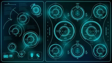 Gelecekçi yeşil sanal grafik dokunmatik kullanıcı arayüzü