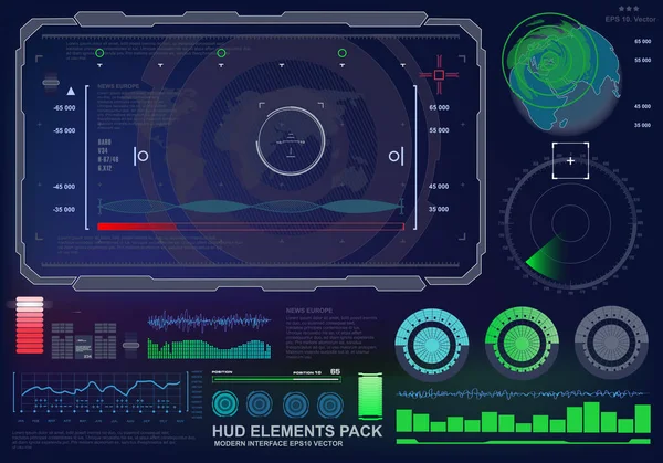 Interface Utilisateur Tactile Graphique Virtuelle Bleue Futuriste — Image vectorielle