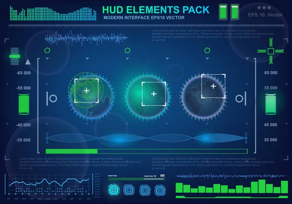 Futurista Azul Virtual Interface Usuário Toque Gráfico — Vetor de Stock