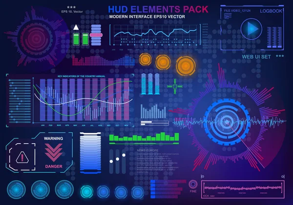 Futurista Azul Virtual Interface Usuário Toque Gráfico — Vetor de Stock