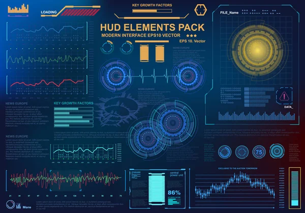 Futurista Azul Virtual Interface Usuário Toque Gráfico —  Vetores de Stock