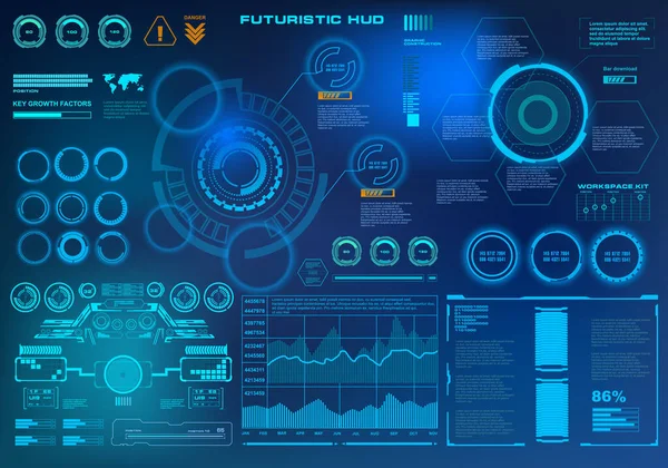 Gelecekçi mavi sanal grafik dokunmatik kullanıcı arayüzü