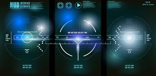 Antarmuka Pengguna Grafis Virtual Sentuh Biru Futuristik - Stok Vektor