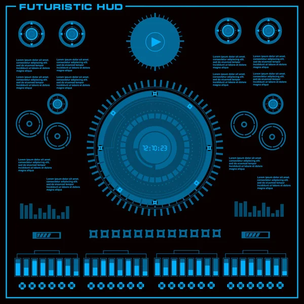 Interface Utilisateur Tactile Graphique Virtuelle Bleue Futuriste — Image vectorielle
