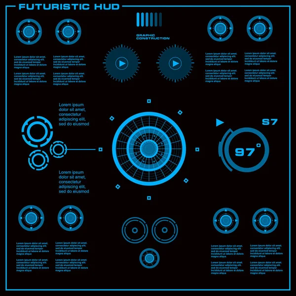 Gelecekçi mavi sanal grafik dokunmatik kullanıcı arayüzü