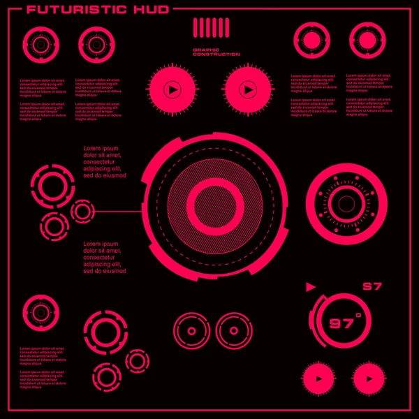 Interface Utilisateur Tactile Graphique Virtuelle Rouge Futuriste — Image vectorielle