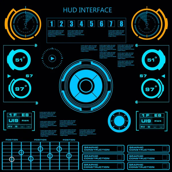 Futurista Azul Virtual Interface Usuário Toque Gráfico — Vetor de Stock