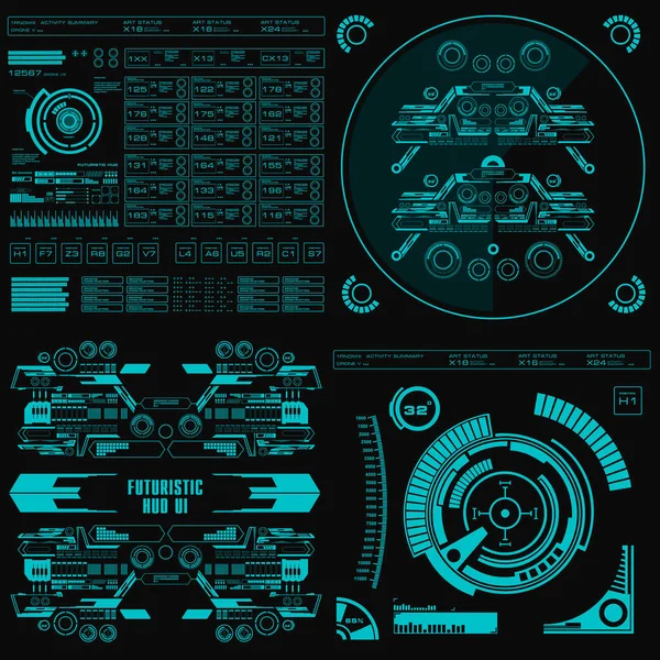 Futurista Azul Virtual Interface Usuário Toque Gráfico — Vetor de Stock