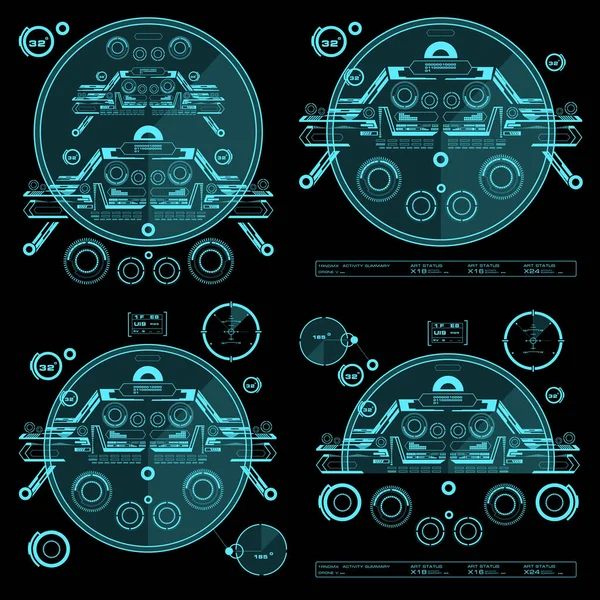 Futurista Azul Virtual Interface Usuário Toque Gráfico — Vetor de Stock