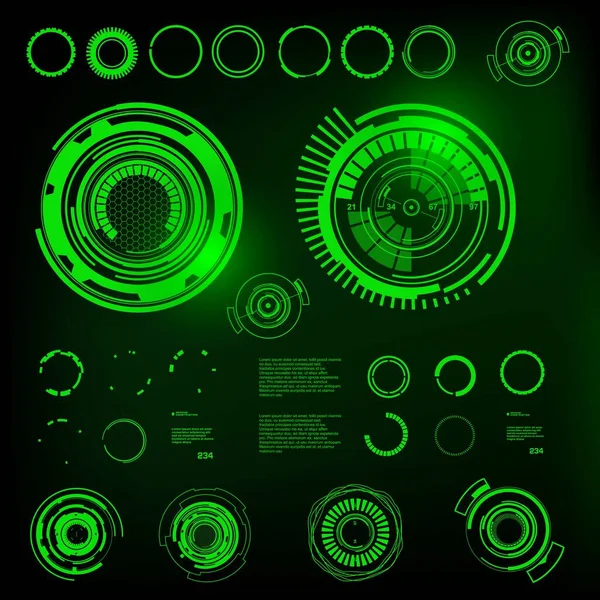 Interfaz Usuario Virtual Táctil Verde Futurista — Vector de stock