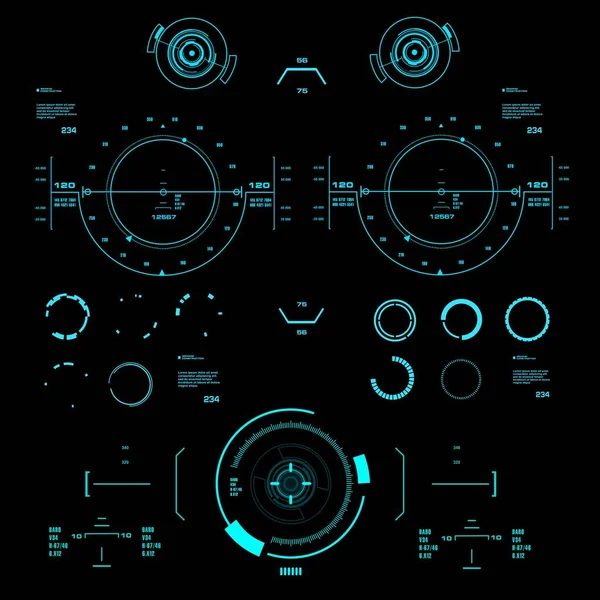 Футуристический Синий Графический Сенсорный Пользовательский Интерфейс — стоковый вектор