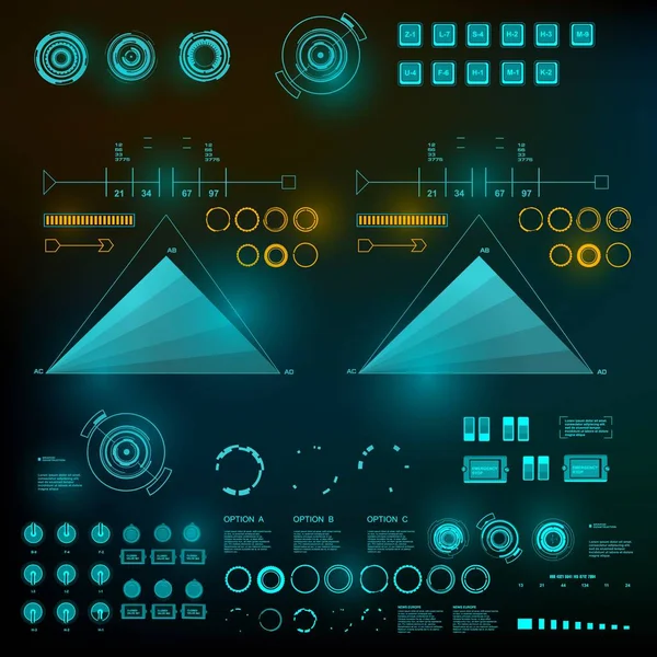 Interfaz Usuario Táctil Gráfica Virtual Azul Futurista — Vector de stock