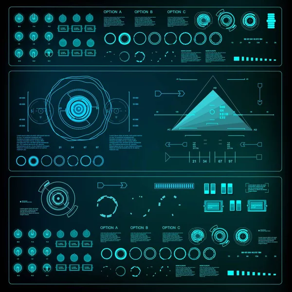 Interfaz Usuario Táctil Gráfica Virtual Azul Futurista — Vector de stock