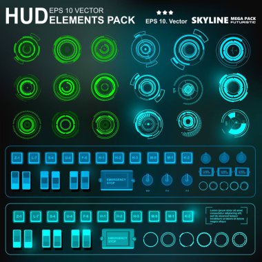 Gelecekçi yeşil sanal grafik dokunmatik kullanıcı arayüzü