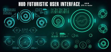 HUD fütürist kullanıcı arayüzü, gösterge paneli sanal gerçeklik teknolojisi ekranı