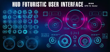 HUD fütürist kullanıcı arayüzü, gösterge paneli sanal gerçeklik teknolojisi ekranı