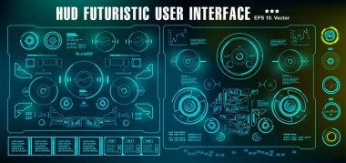 HUD fütürist kullanıcı arayüzü, gösterge paneli sanal gerçeklik teknolojisi ekranı
