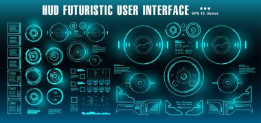Gösterge paneli sanal gerçeklik teknolojisi ekranını gösterir. HUD fütüristik kullanıcı iç fac