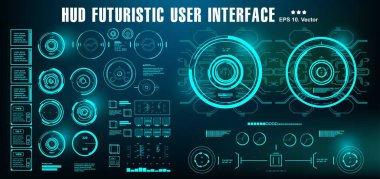 Gösterge paneli sanal gerçeklik teknolojisi ekranını gösterir. HUD fütüristik kullanıcı iç fac