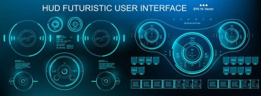 HUD fütürist kullanıcı arayüzü, gösterge paneli sanal gerçeklik teknolojisi ekranı
