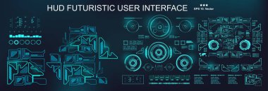 Gösterge paneli sanal gerçeklik teknolojisi ekranını gösterir. HUD gelecek kullanıcı arayüzü.