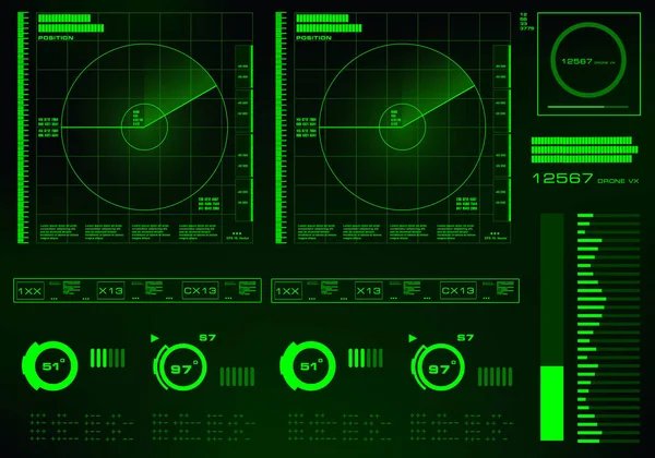 Interfaz Usuario Virtual Táctil Verde Futurista — Vector de stock