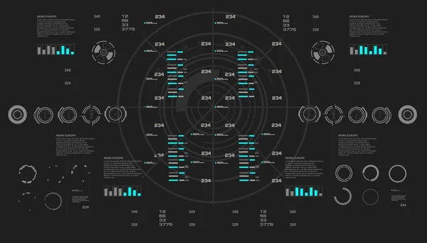 Futurista Azul Virtual Interface Usuário Toque Gráfico — Vetor de Stock