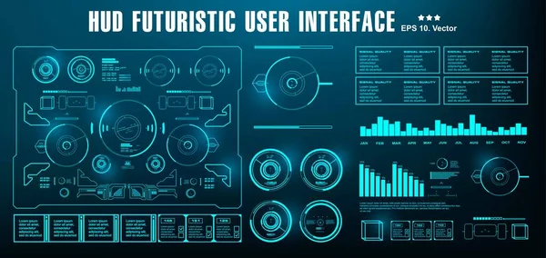 Hud面向未来的用户界面 仪表板显示虚拟现实技术屏幕 — 图库矢量图片