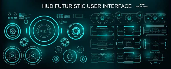 Hud未来的なユーザーインターフェイス ダッシュボードの表示仮想現実技術画面 — ストックベクタ