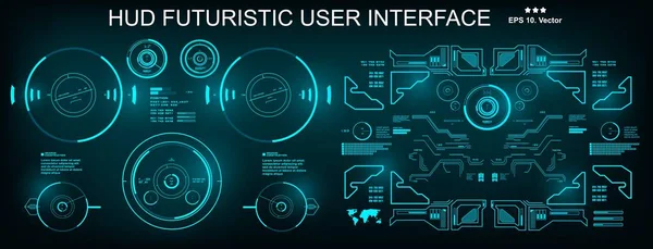 Hud面向未来的用户界面 仪表板显示虚拟现实技术屏幕 — 图库矢量图片