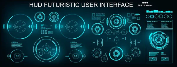 Hud面向未来的用户界面 仪表板显示虚拟现实技术屏幕 — 图库矢量图片