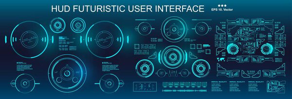 Dashboard display virtual reality technology screen. HUD futuristic user interface.