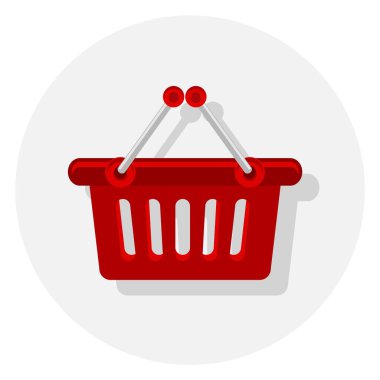 Boş kırmızı alışveriş sepeti vektör simgesi beyaz arkaplanda izole edildi.