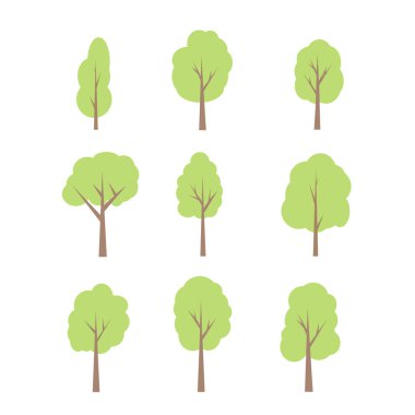 Soyut şekillendirilmiş ağaçlar. Doğal illüstrasyon.