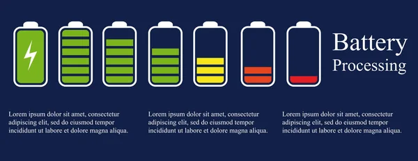 Téléphone état de charge de la batterie symboles plats ensemble — Image vectorielle