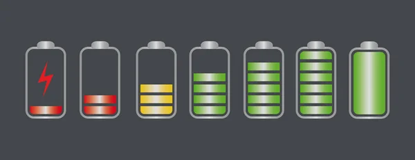 Téléphone état de charge de la batterie symboles plats ensemble — Image vectorielle