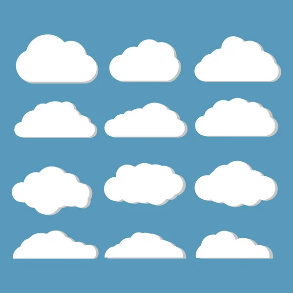 Selección de nubes decorativas de diseño plano — Vector de stock