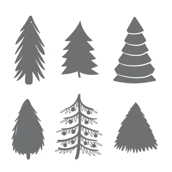 Ilustração vetorial de diferentes árvores de Natal com starburst — Vetor de Stock