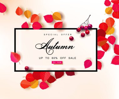 Sonbahar indirimi arka plan şablonu. Alışveriş satışı veya tanıtım afişi ve çerçeve broşürü veya web afişi için düzenleme