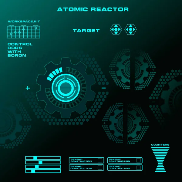 Reattore atomico Futuristica interfaccia utente grafica virtuale touch — Vettoriale Stock