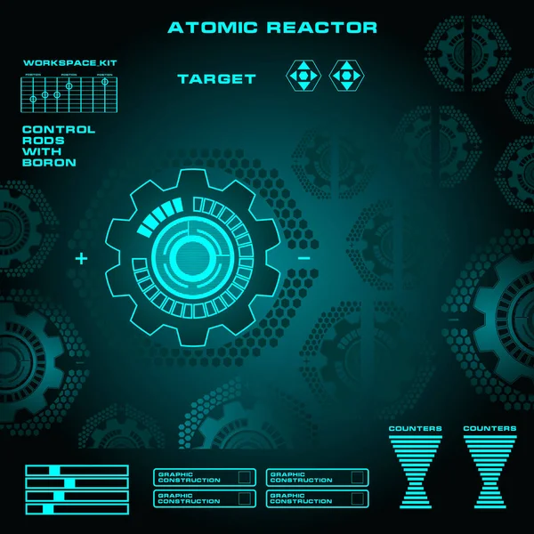 Reattore atomico Futuristica interfaccia utente grafica virtuale touch — Vettoriale Stock