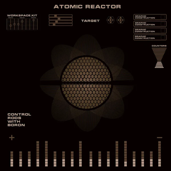 Reaktor atomowy Futurystyczny wirtualny graficzny interfejs użytkownika dotykowego — Wektor stockowy
