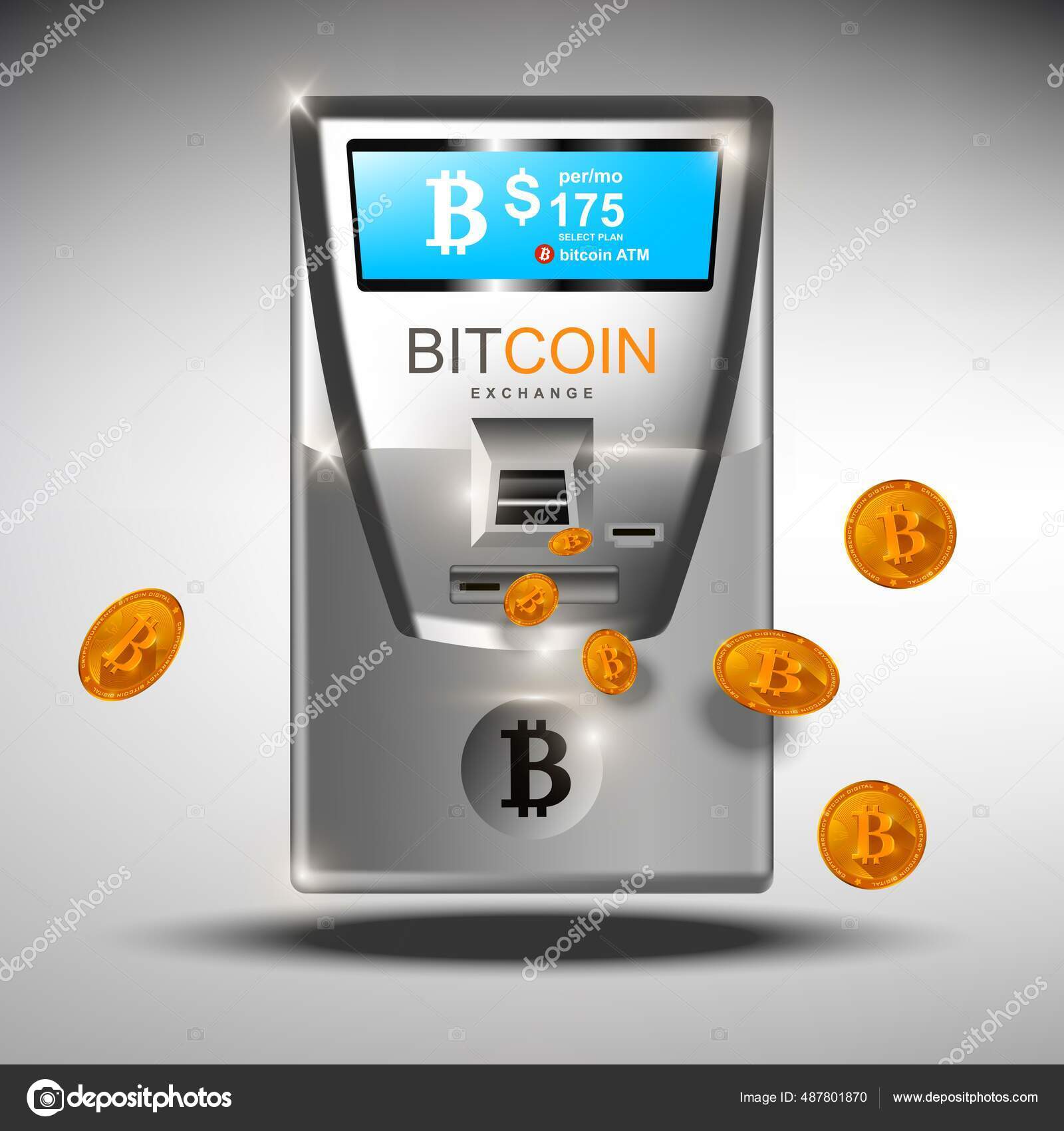Atm比特币自动取款机矢量图解加密货币交易者的概念比特币自动取款机图库矢量图©PALERMO89 487801870