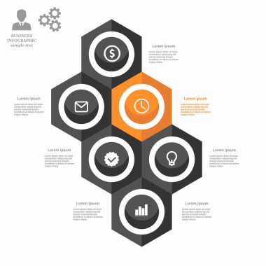 Düz dizaynlı ticari bilgi altıgen. Seçenekleriniz veya adımlarınız için düzenName