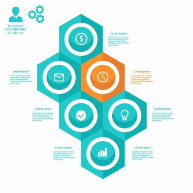 Düz dizaynlı ticari bilgi altıgen. Seçenekleriniz veya adımlarınız için düzenName