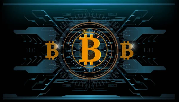 Bitcoin Technologie Abstrakte Visualisierung Futuristische Bitcoin Ästhetisches Design Hud Bitcoin — Stockvektor