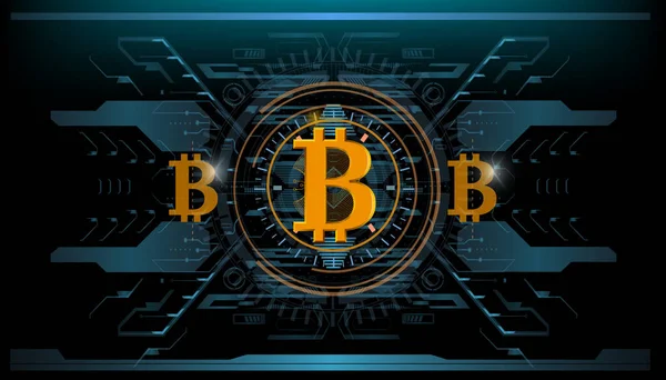 Bitcoin teknolojisi, soyut görselleştirme fütüristik bitcoin, estetik tasarım hud bitcoin arkaplan