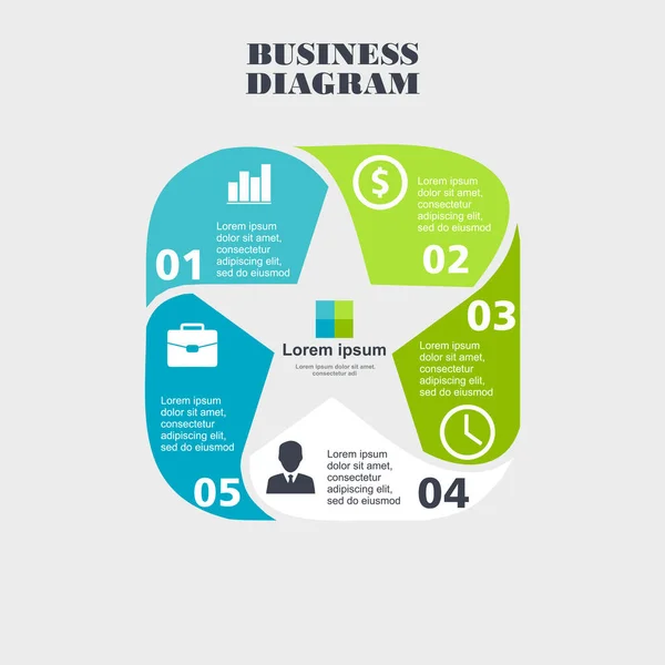 Üzleti Infografikai Ötszög Lapos Kialakításban Elrendezés Lehetőségek Vagy Lépések Absztrakt — Stock Vector