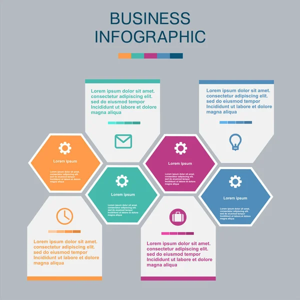 Business Infografik Sechseck Flaches Design Auf Weißem Hintergrund — Stockvektor