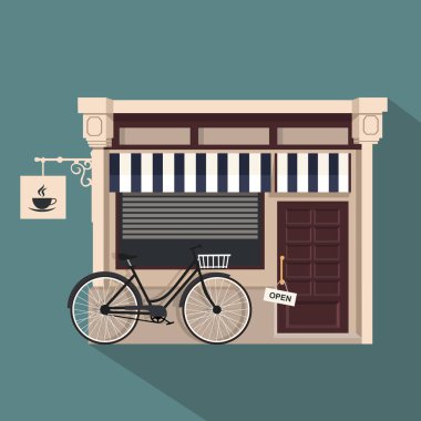 Restoran binaları vektör illüstrasyon çizgi film kafesi lokantası, kafe kafe.
